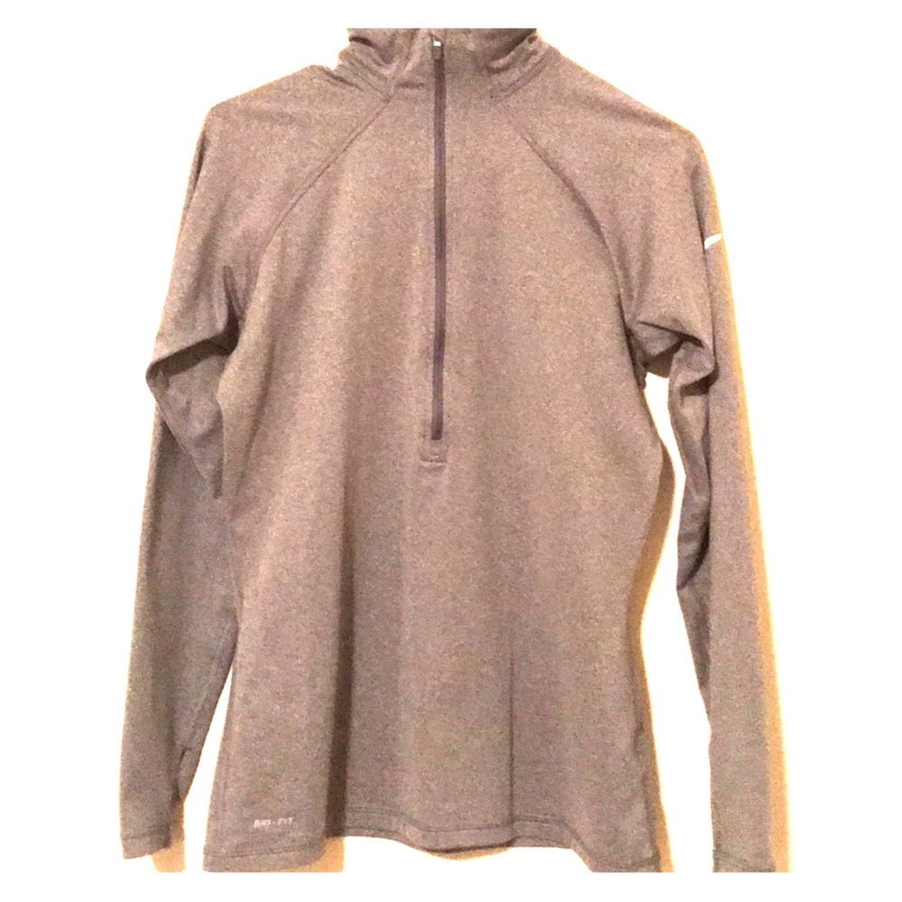 LG Gray NikePro Dri-Fit, 1/2 zip pullover run EUC